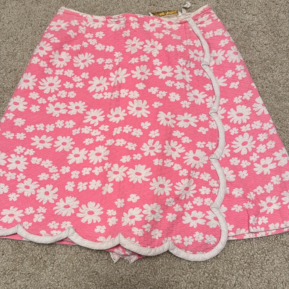 Vintage 70s Point of View Pink & White Flower Skort
